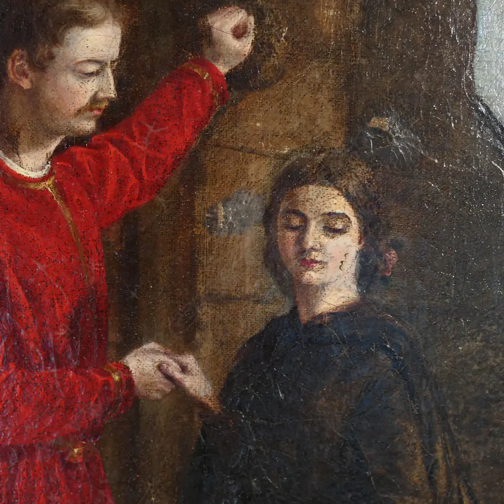 19thC artist unknown 'Lovers with Pet Fawn', Image 1++