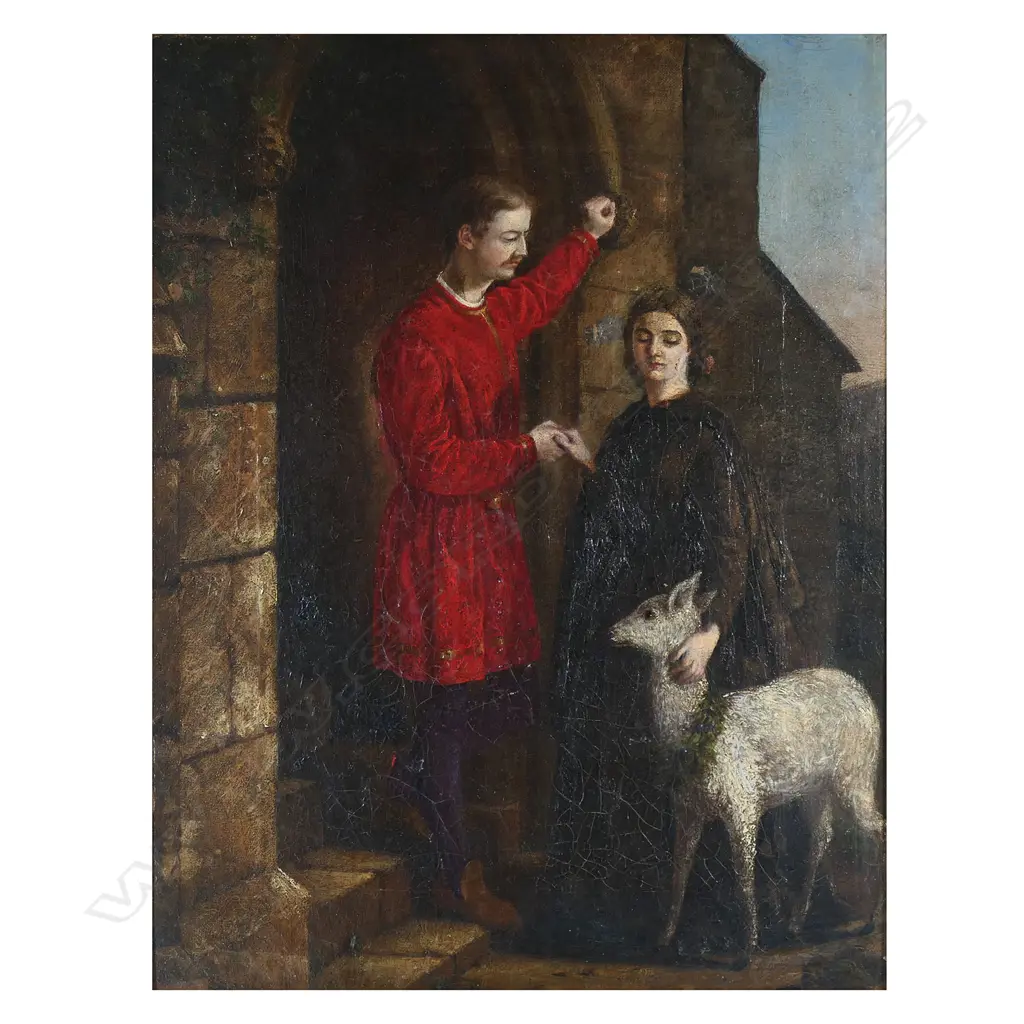 19thC artist unknown 'Lovers with Pet Fawn', Image 1++