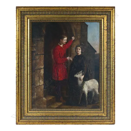19thC artist unknown 'Lovers with Pet Fawn',