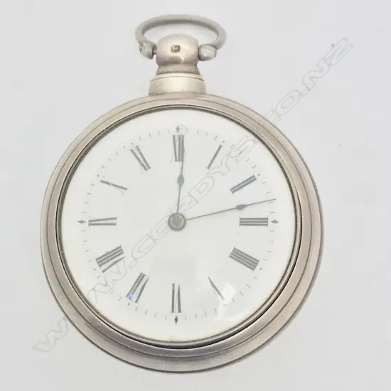 George IV silver pair cased pocket watch by Bullingford, London,