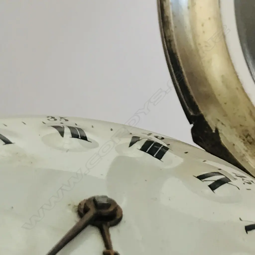 French early 19thC silver pocket watch, the case stamped DHD in a diamond with number 19338. Image 1++