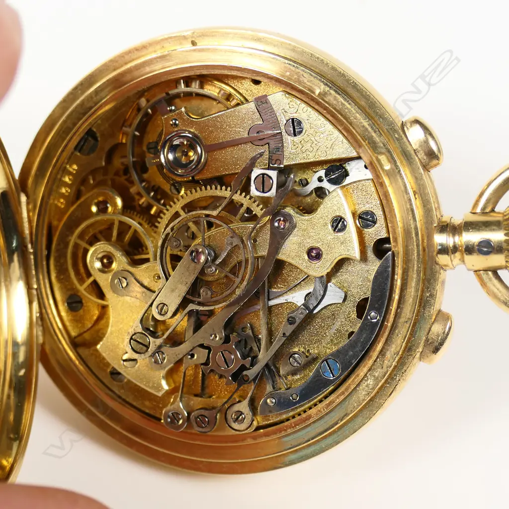 An 18ct gold two button chronograph full hunter pocket watch, Image 1++