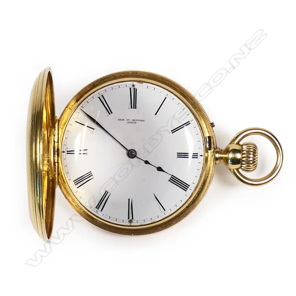 A 19thC 18ct gold half hunter pocket watch, Image 1++