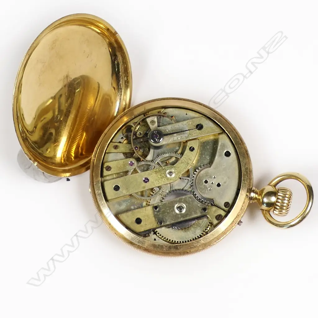 A 19thC 18ct gold half hunter pocket watch, Image 1++