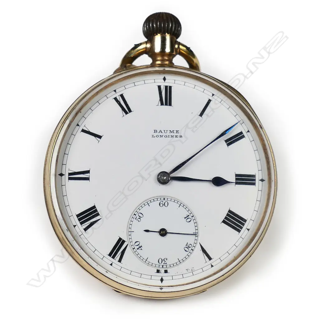 An early 20thC 9ct yellow gold Baume Longines gent's pocket watch, Image 1++