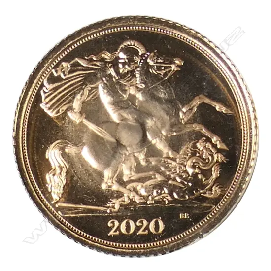 A 2020 gold half sovereign,