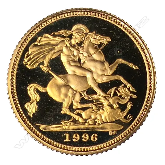 A 1996 gold half sovereign,