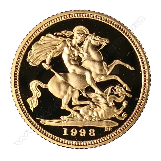 A 1998 gold half sovereign,
