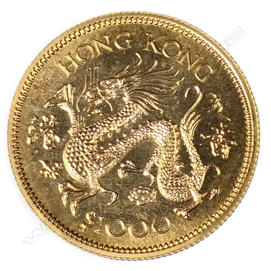 A 1976 Hong Kong $1000 gold coin,