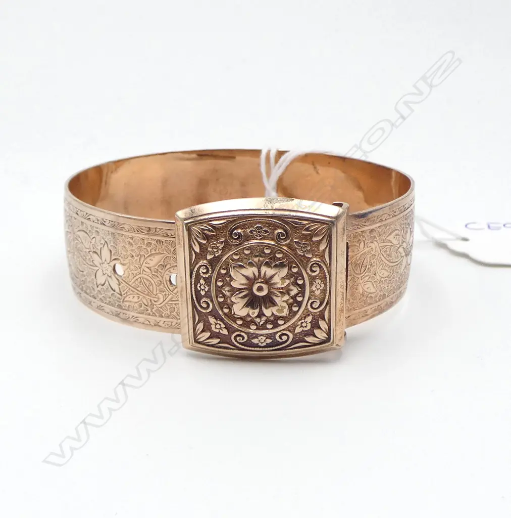VICTORIAN  ROSE GOLD PLATED CUFF BANGLE 29gm Image 1++