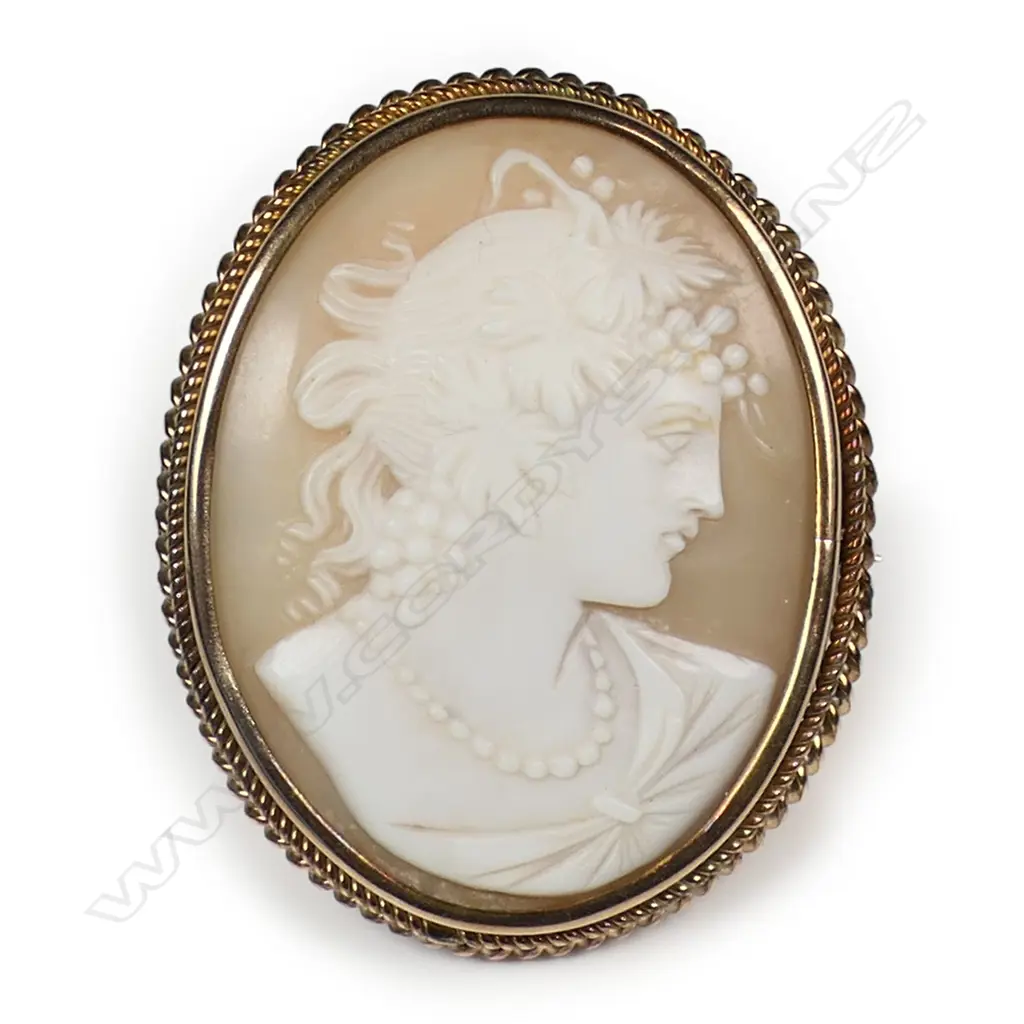 A c.1900 9ct gold framed classical cameo brooch, Image 1++