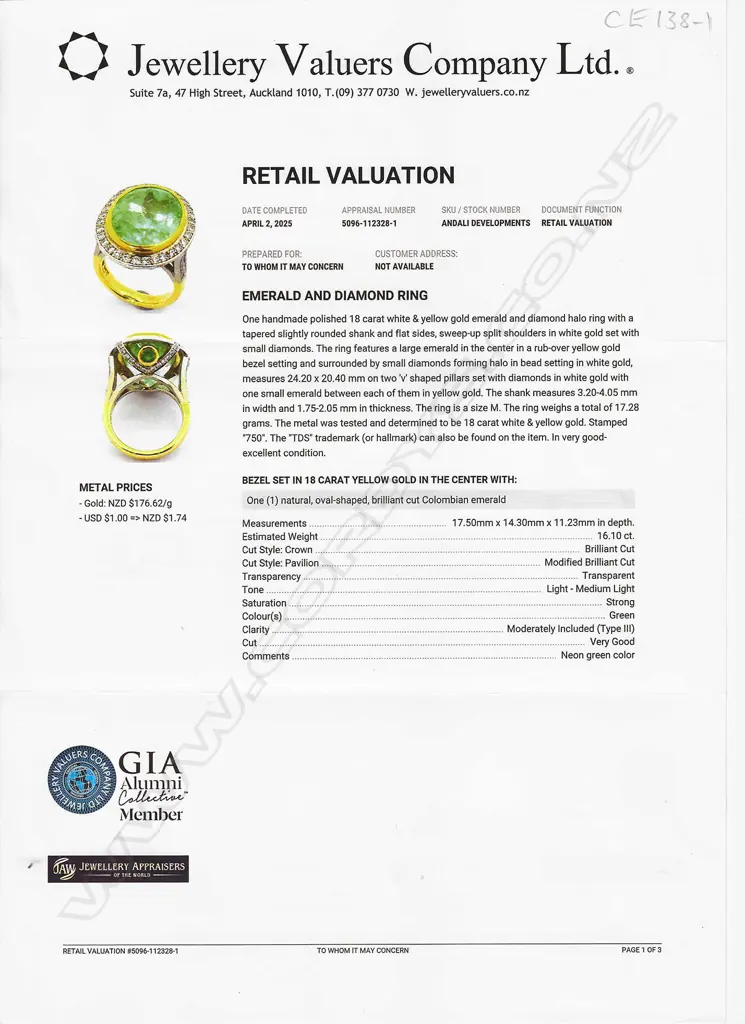 An impressive 18ct yellow gold emerald and diamond dress ring, Image 1++