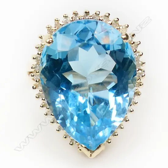 A 14ct gold London Blue topaz and diamond dress ring,