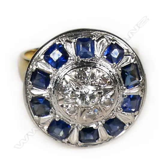 An 18ct gold sapphire and diamond ring,
