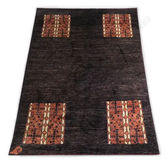 A Hundertwasser-designed hand-knotted Gabbeh rug,