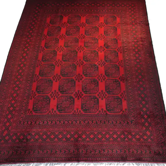 A hand-knotted elephant foot carpet,