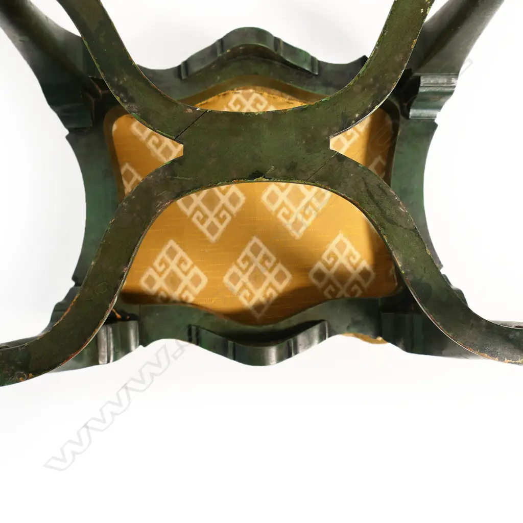 A 19thC Queen Anne style chinoiserie stool, Image 1++