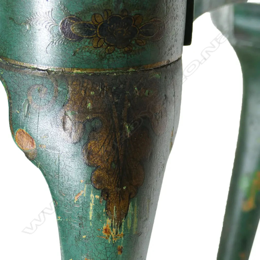A 19thC Queen Anne style chinoiserie stool, Image 1++