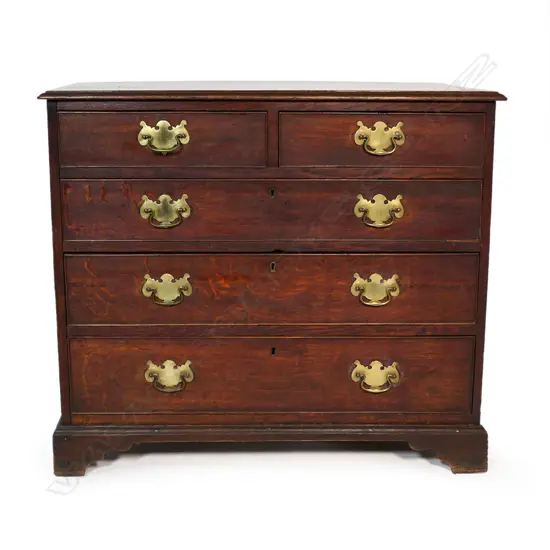 A Georgian oak five drawer chest,