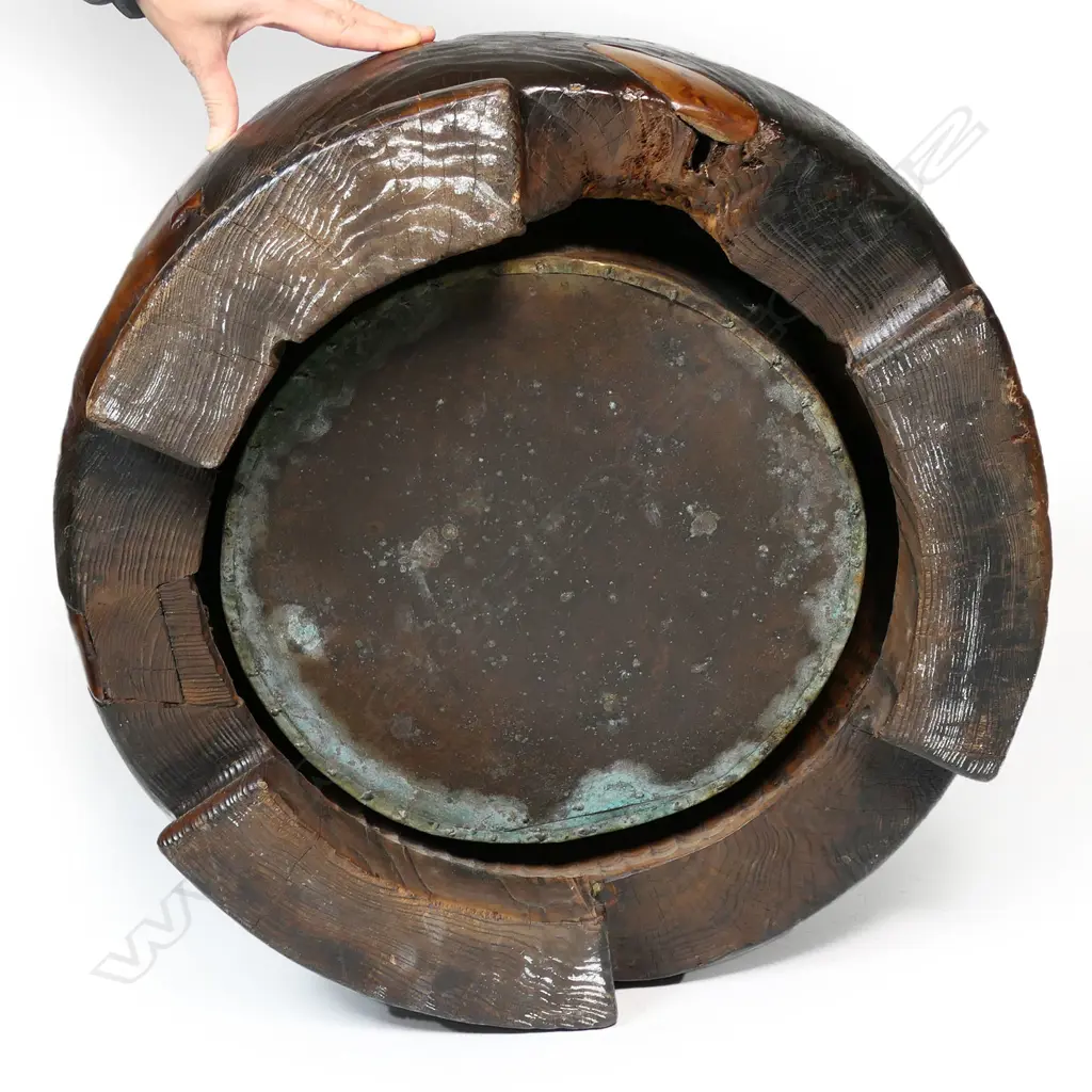 A large characterful 19thC Japanese Meiji exotic wood hibachi, Image 1++