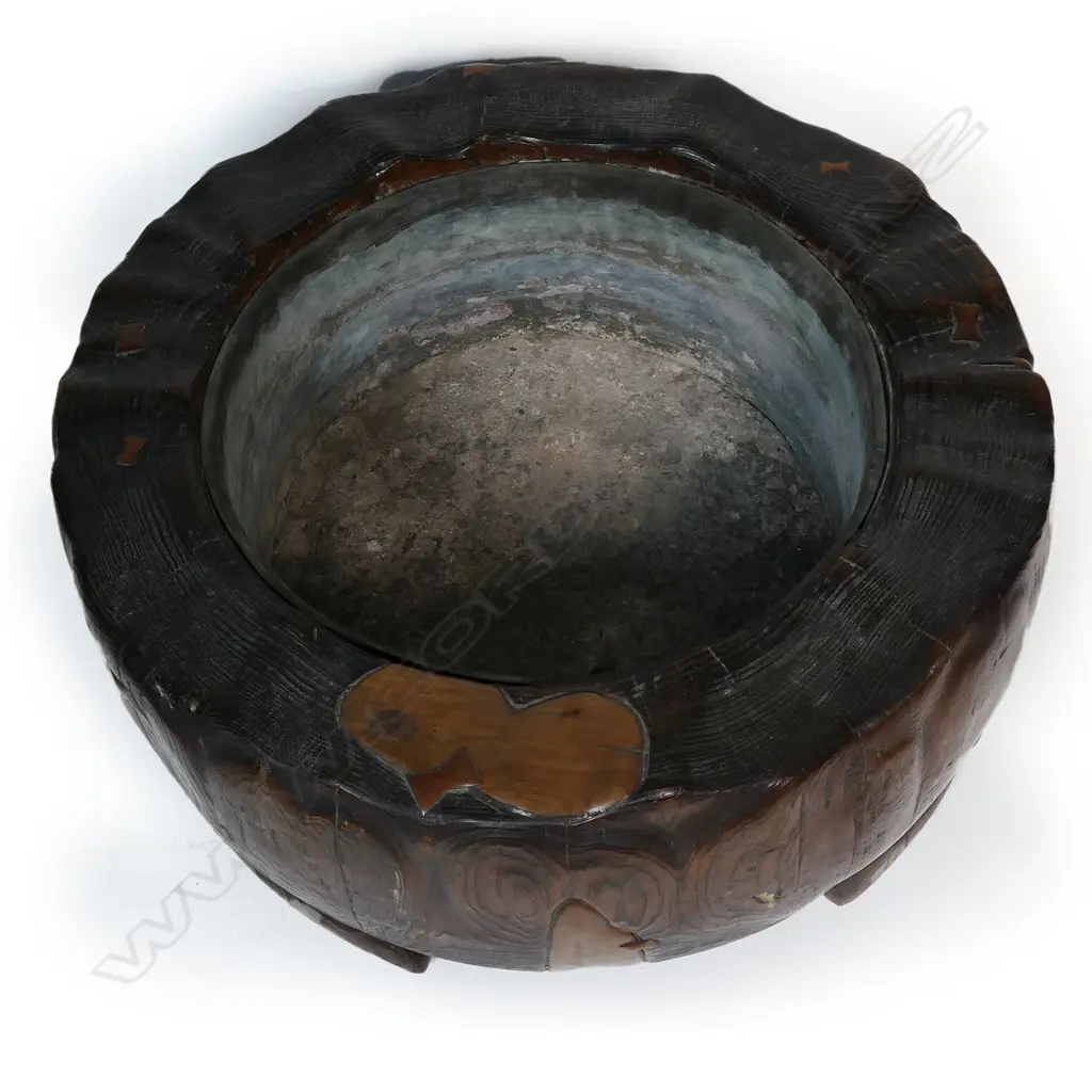 A large characterful 19thC Japanese Meiji exotic wood hibachi, Image 1++