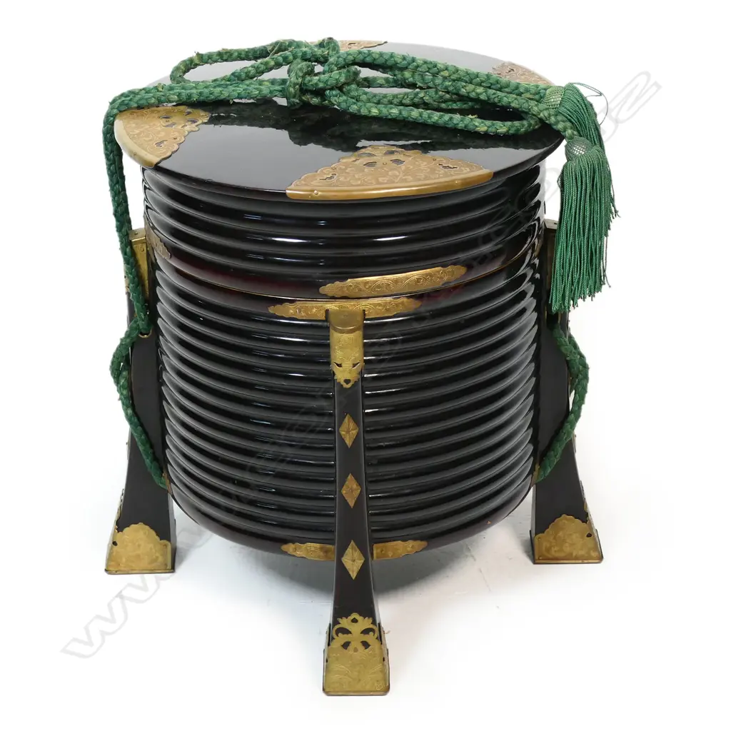 A vintage Japanese black lacquered hokai storage vessel, Image 1++