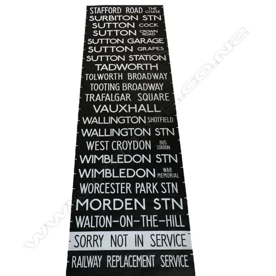 Original vintage Kensington destination bus blind,