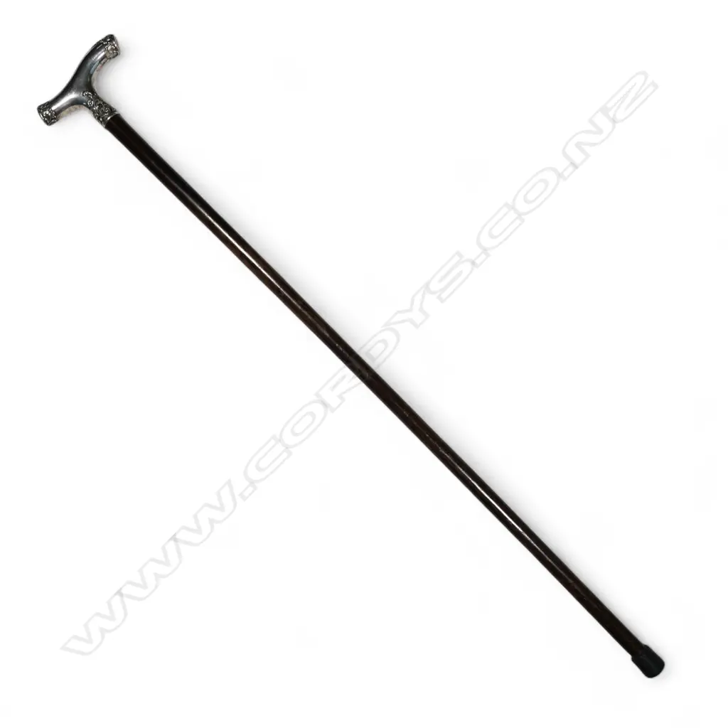 A late Victorian silver topped hardwood walking stick, Image 1++