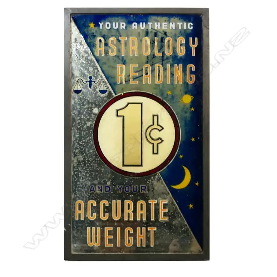 A vintage 'Astrology Reading' advertising mirror, rectangular form,
