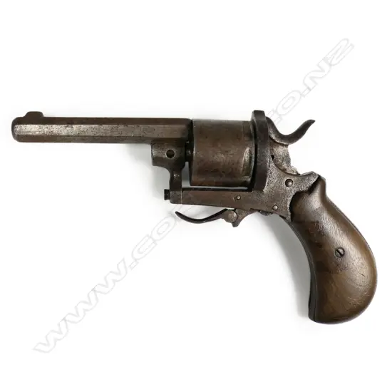 19thC Belgian Lefaucheux type 7mm pinfire revolver,