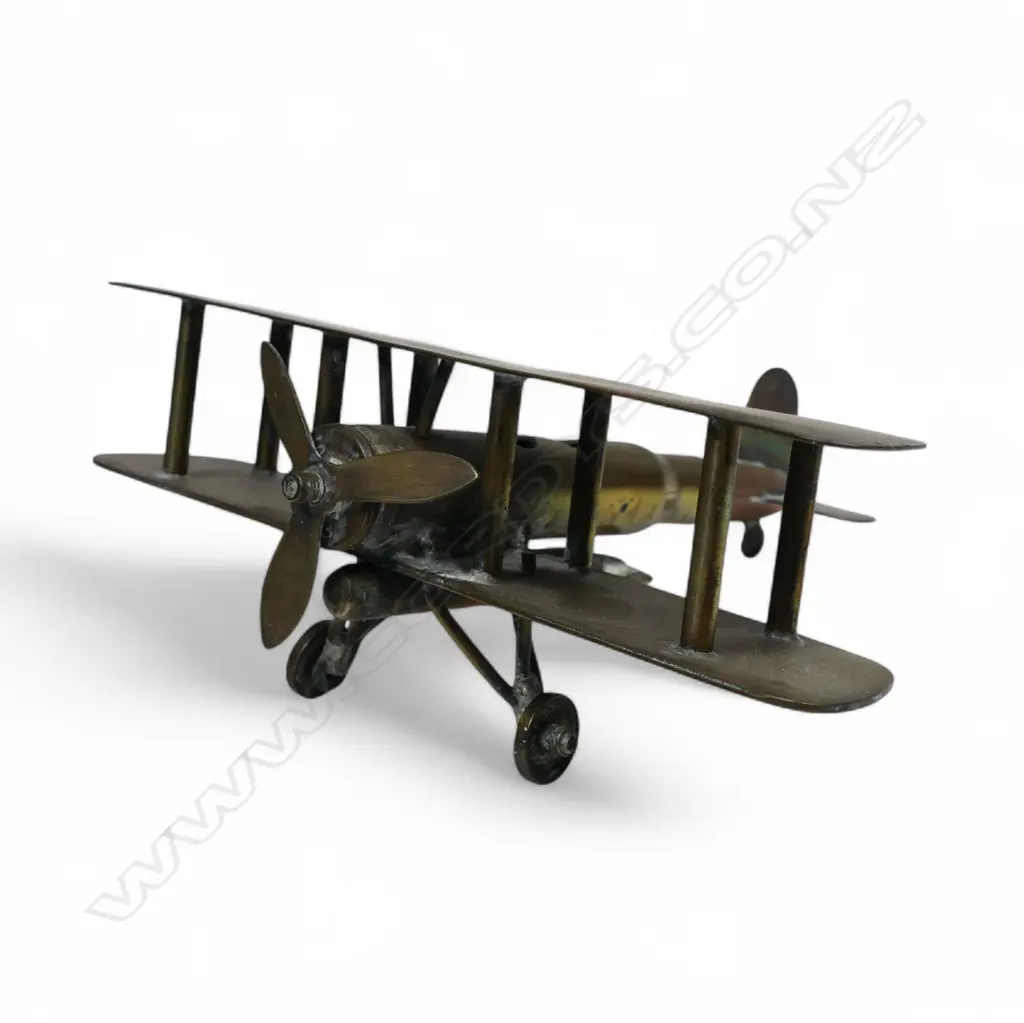 An old brass trench art bi-plane, Image 1++