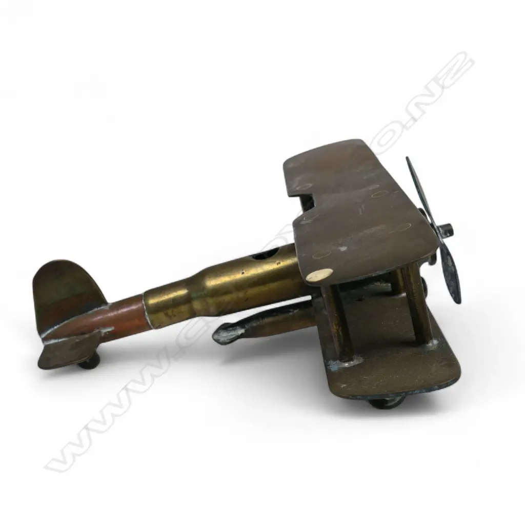 An old brass trench art bi-plane, Image 1++