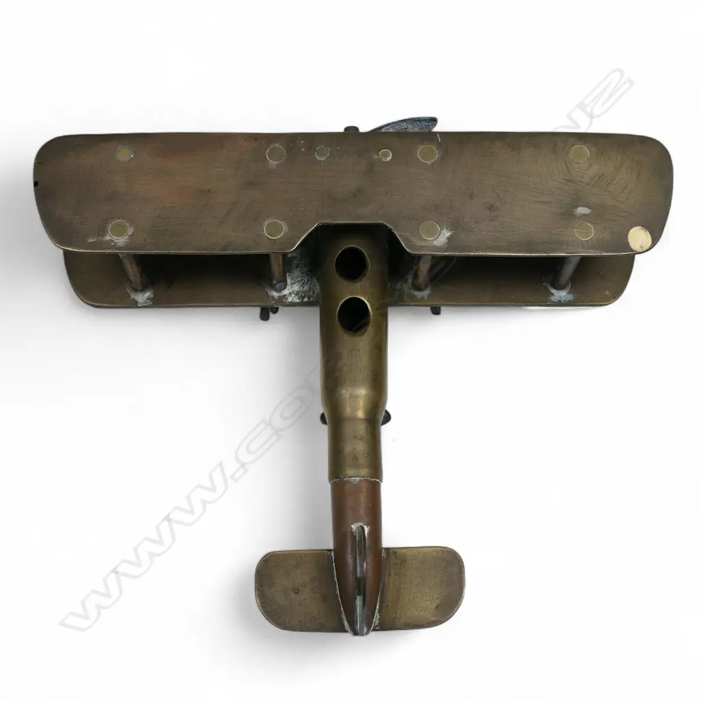 An old brass trench art bi-plane, Image 1++