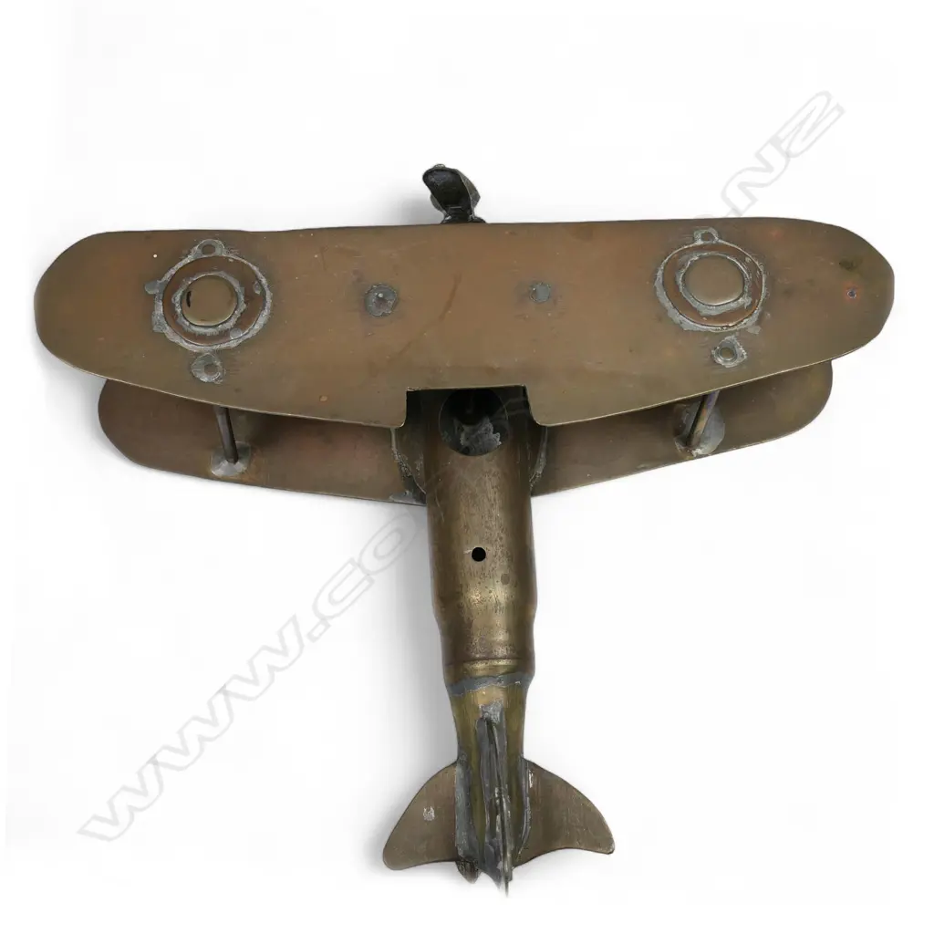 An old brass trench art bi-plane, Image 1++