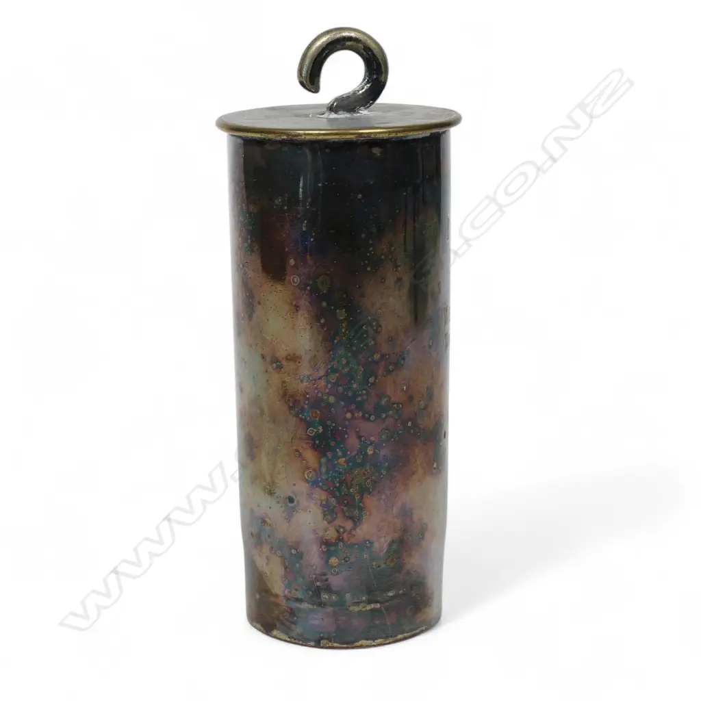 A chromed brass Boer War shell case engraved, Image 1++