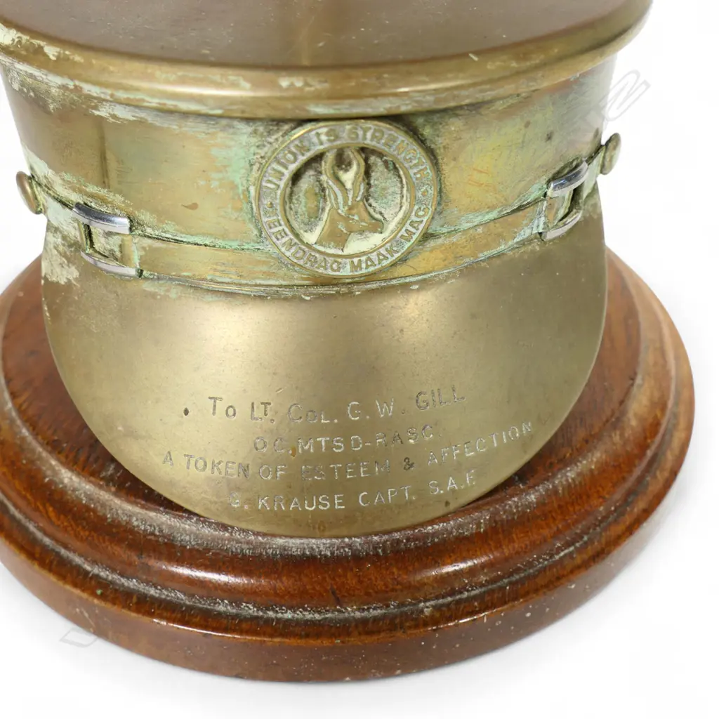 Two WW1 trench art brass large shell case Persian decorated lidded canisters, Image 1++