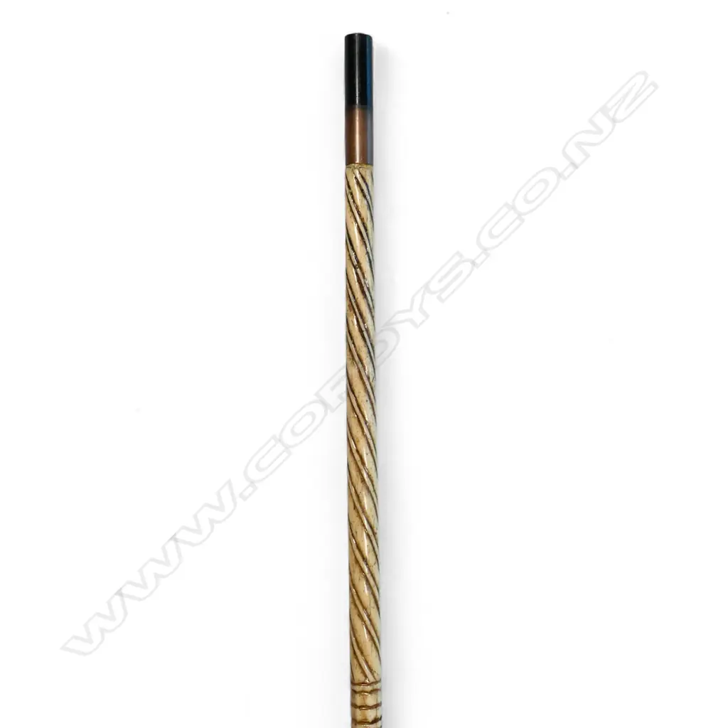 A 19thC whalebone carved walking stick, Image 1++