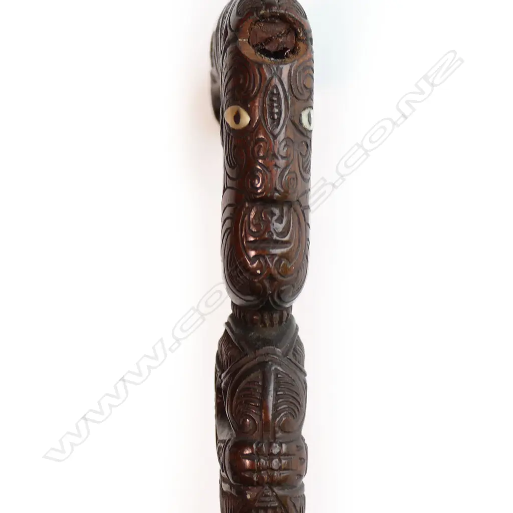 A late 19thC Māori carved tokotoko (walking stick) attributed to Jacob Heberley Image 1++