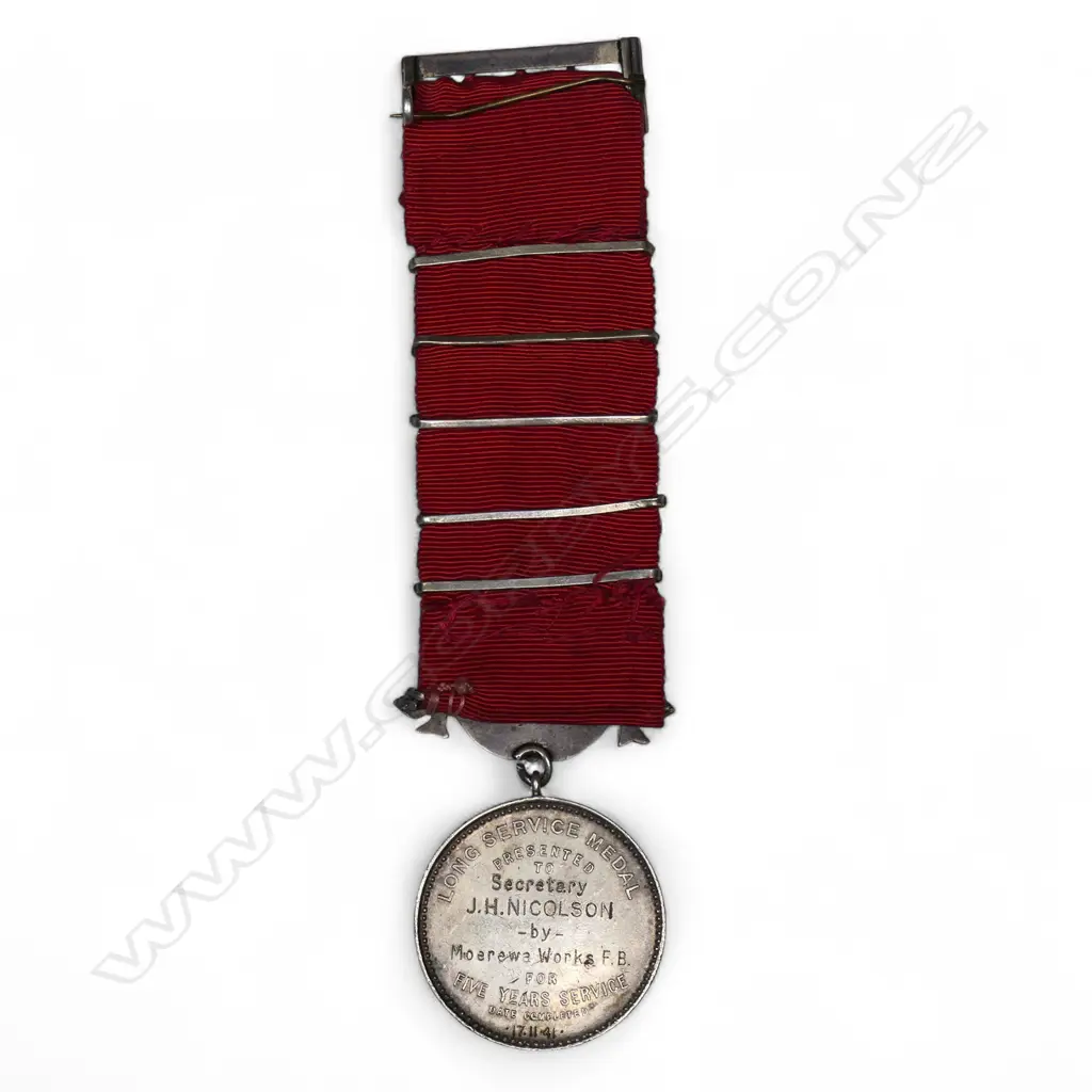 Anton Teutenberg UFBA medal to Secretary J.H. Nicholson (Moerewa), Image 1++