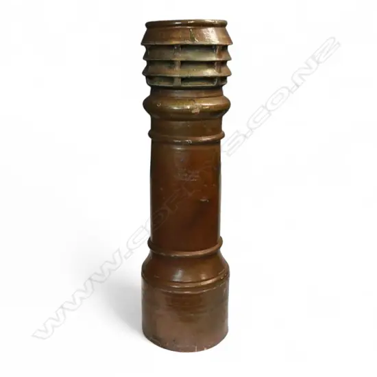 A 'G.F. Vasey Pipe Works Auckland' colonial tall salt glaze chimney pot,