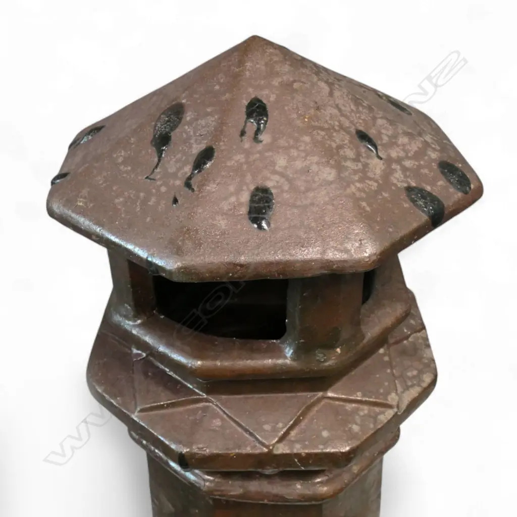 'H. Hill Wellington' NZ colonial tall dark salt glaze chimney pot, Image 1++