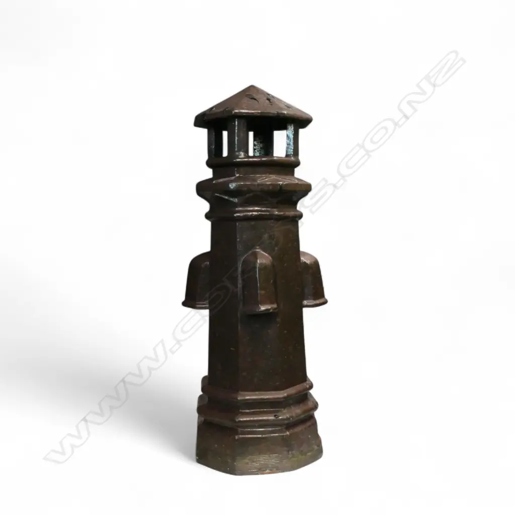 'H. Hill Wellington' NZ colonial tall dark salt glaze chimney pot, Image 1++