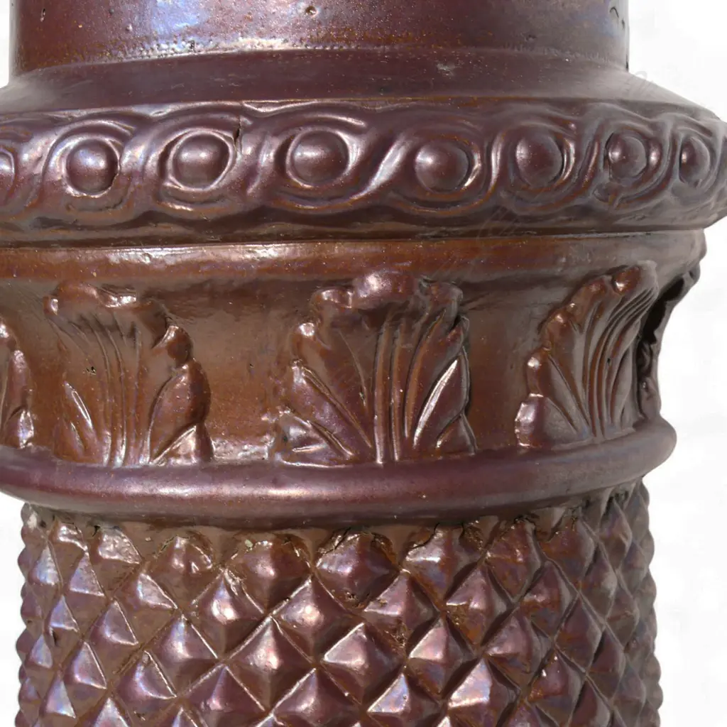 A late 19thC Lambert of Dunedin N.Z. salt glazed 'pineapple' decorated chimney pot, Image 1++