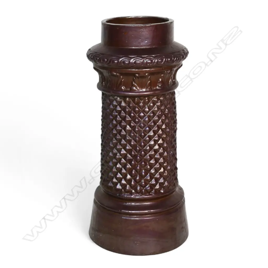 A late 19thC Lambert of Dunedin N.Z. salt glazed 'pineapple' decorated chimney pot, Image 1++