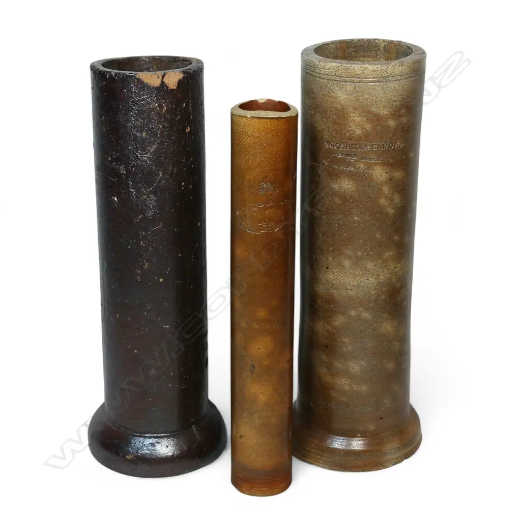 Three NZ colonial salt glaze pipes, Image 1++