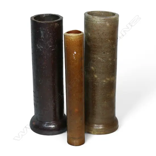 Three NZ colonial salt glaze pipes,