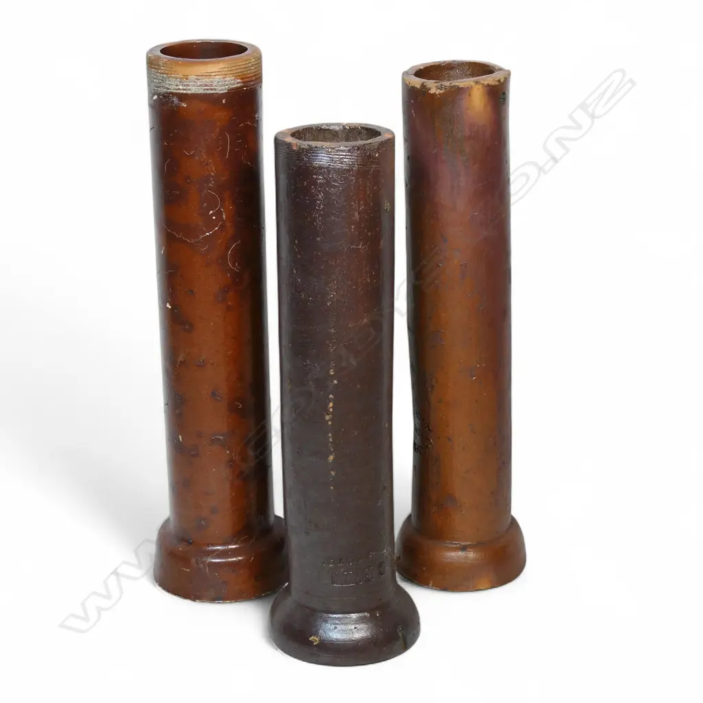 Three NZ colonial salt glaze pipes, Image 1++