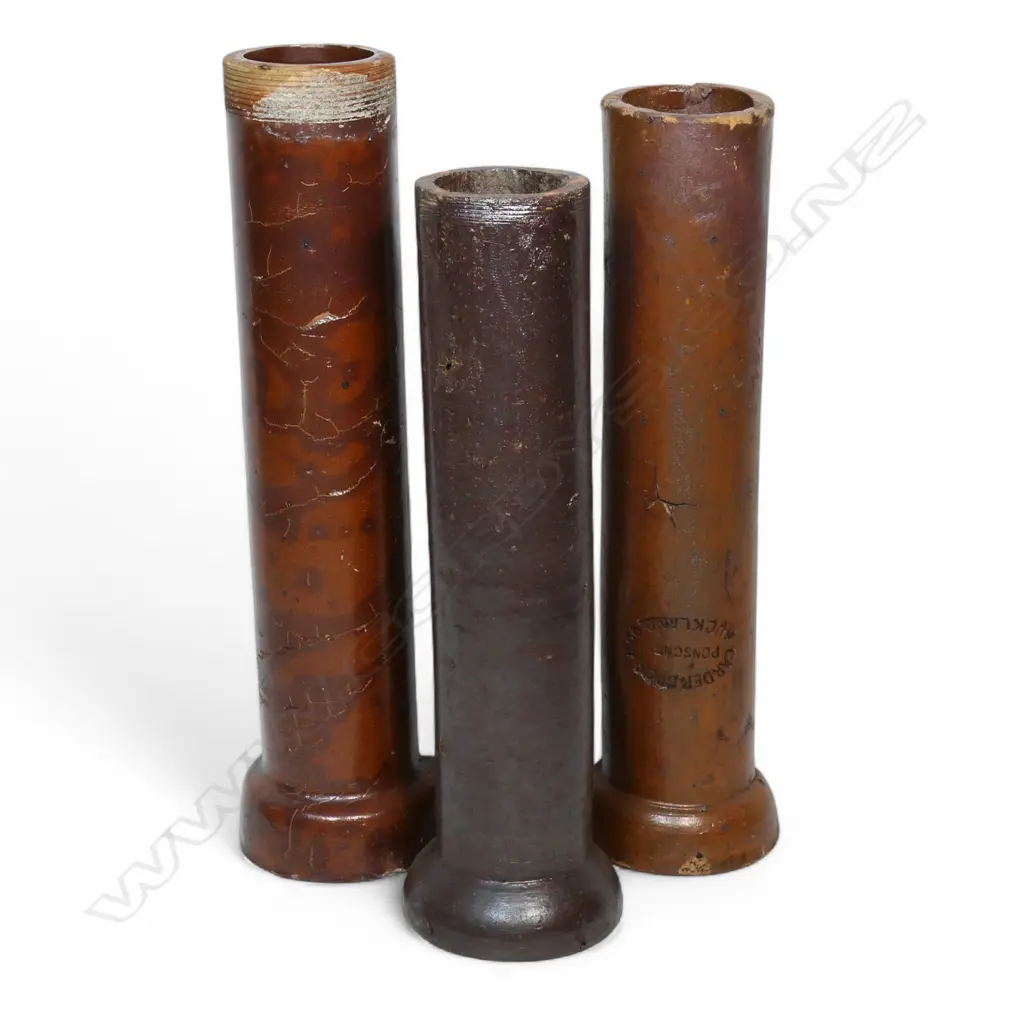 Three NZ colonial salt glaze pipes, Image 1++