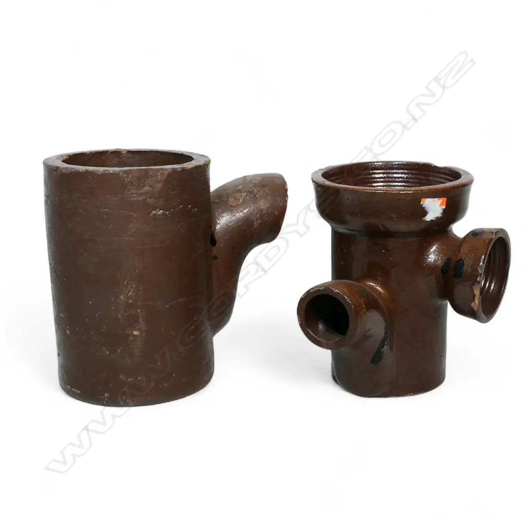 Two NZ colonial pottery gully traps, Image 1++