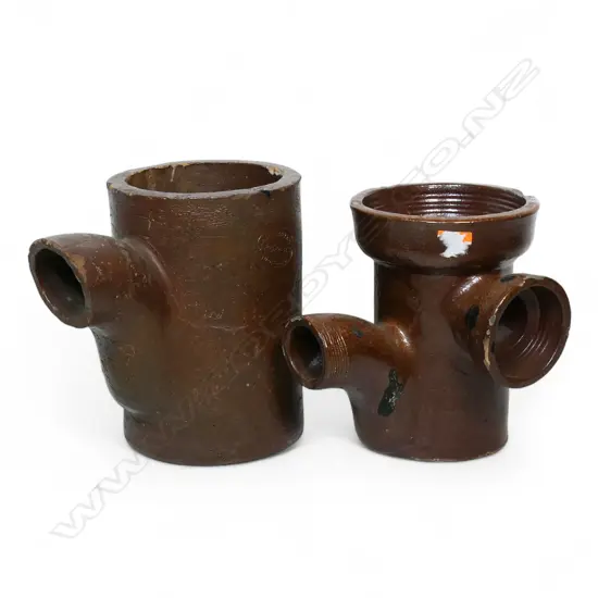 Two NZ colonial pottery gully traps,